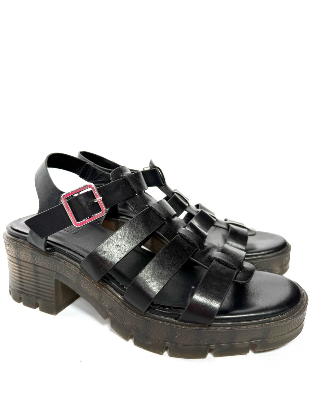 Chunky Black Fisherman Platform Lug Sole Sandals Women’s 8 Y2K